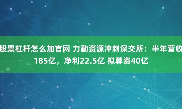 股票杠杆怎么加官网 力勤资源冲刺深交所：半年营收185亿，净利22.5亿 拟募资40亿
